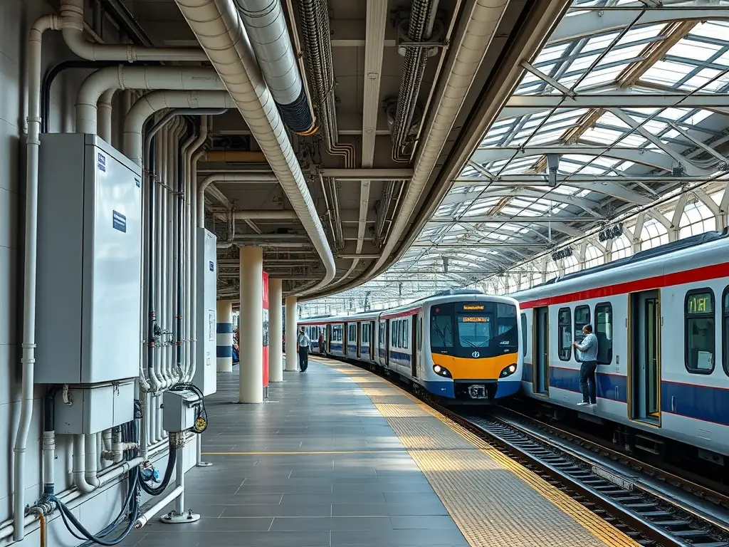 A photograph showcasing a successfully completed MEP project, such as the Chennai Metro Rail, emphasizing the quality and reliability of Emrose E-World's services.