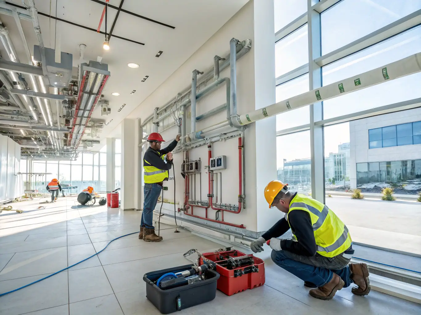 An image of a construction site where Emrose E-World's MEP designs are being implemented, showing the practical application of their drafting services.